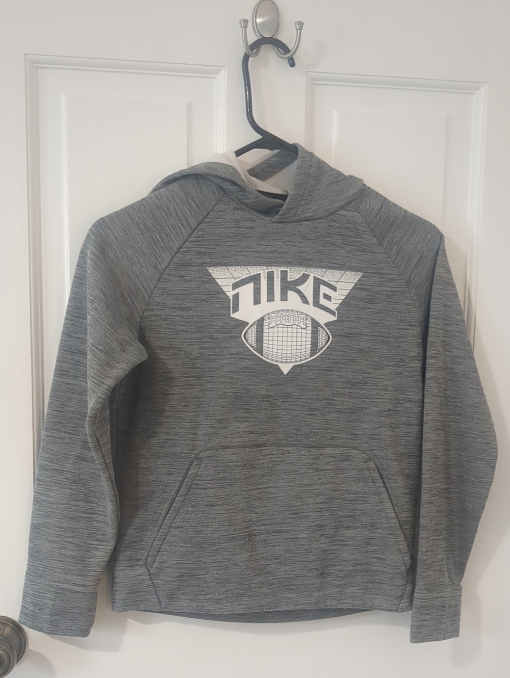 Nike Grey Heather Pullover Hoodie with White Logo